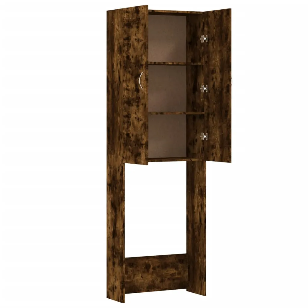 Waschmaschinenschrank 64x25,5x190 cm in Räuchereiche, Massivholz