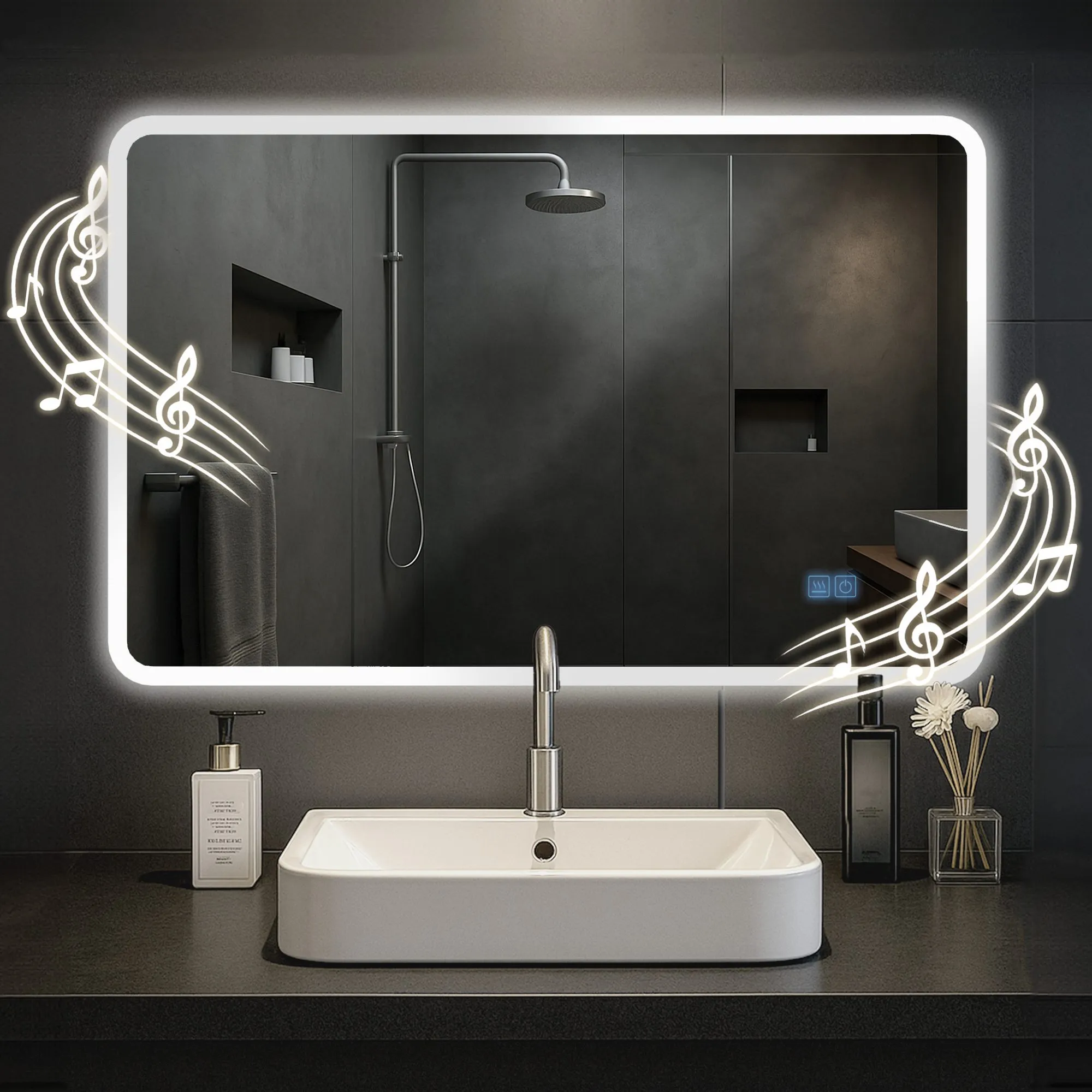 Badspiegel Jericho Bluetooth 100x70 cm Klarglas