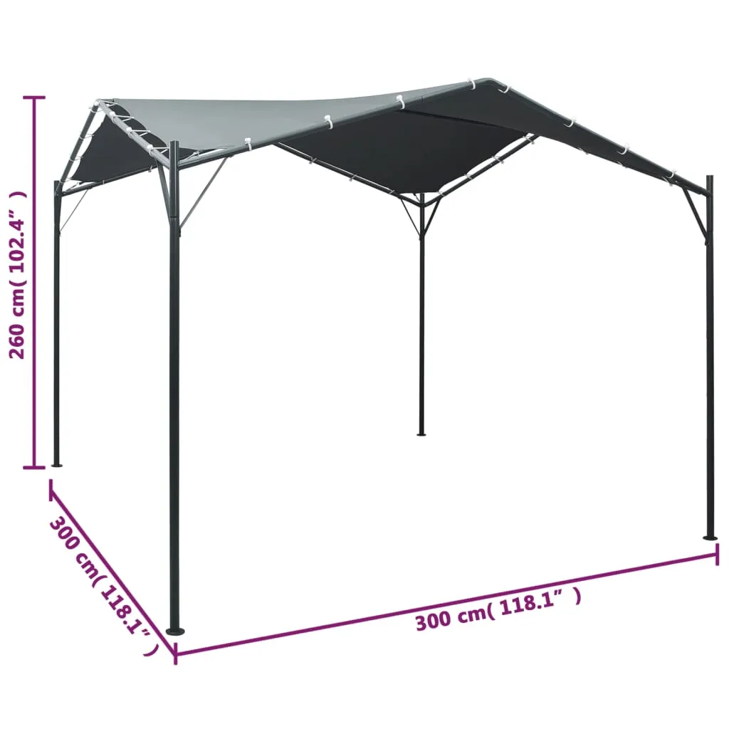 Großer Pavillon 3x3x2,6 m Anthrazit mit Stahlrahmen und Oxfordgewebe