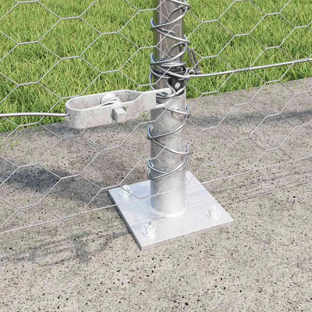 Outdoor-Hexagon-Zaun mit Betonbasis 50 x 1,6 m Silber Netz