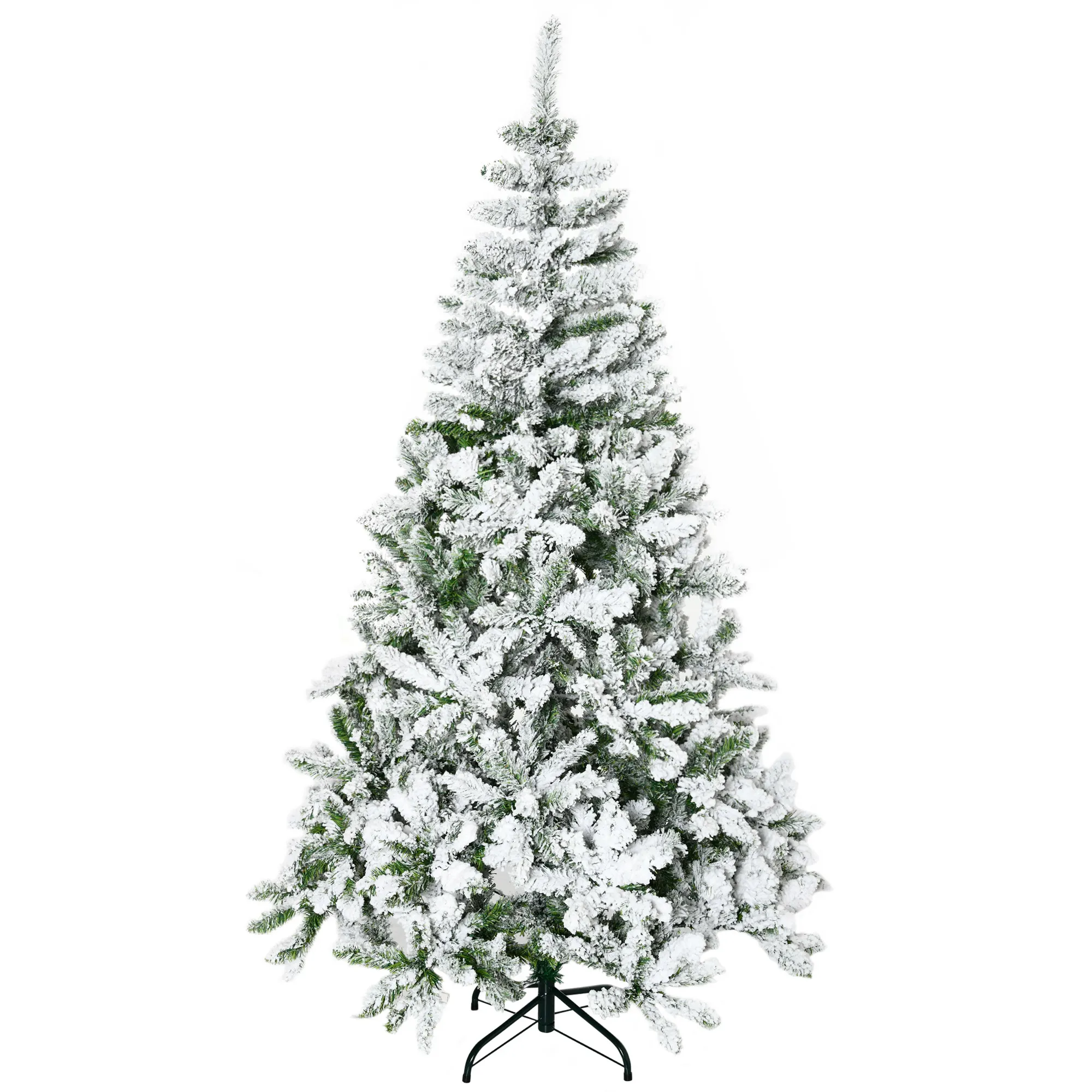 Künstlicher Weihnachtsbaum, Schnee-Effekt, flammenhemmend, Scharnierkonstruktion, Grün/Weiß