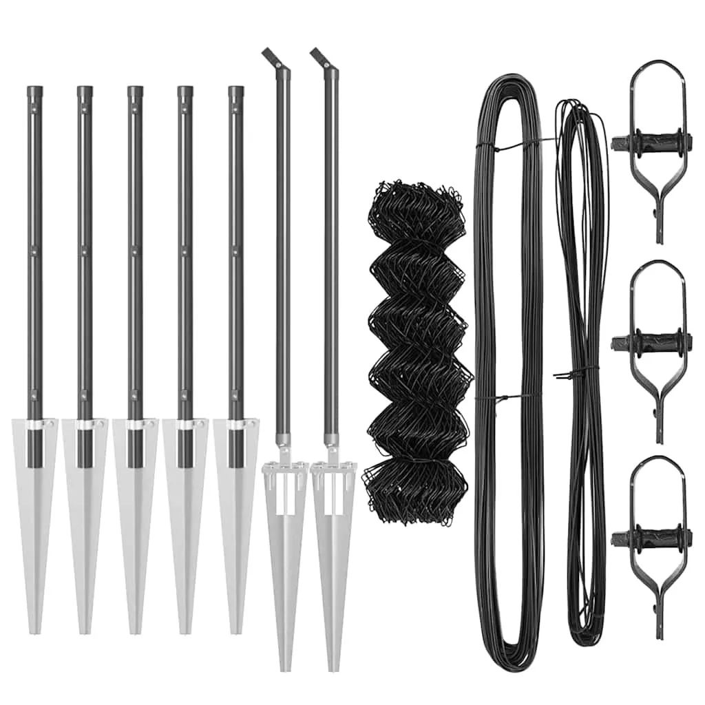 Zaunpfosten-Set Stahl PVC 1000x3,2x60 cm Grau