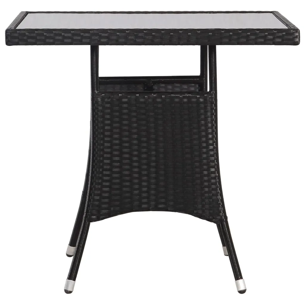 Gartentisch mit Glasplatte 80x80x74 cm Schwarz