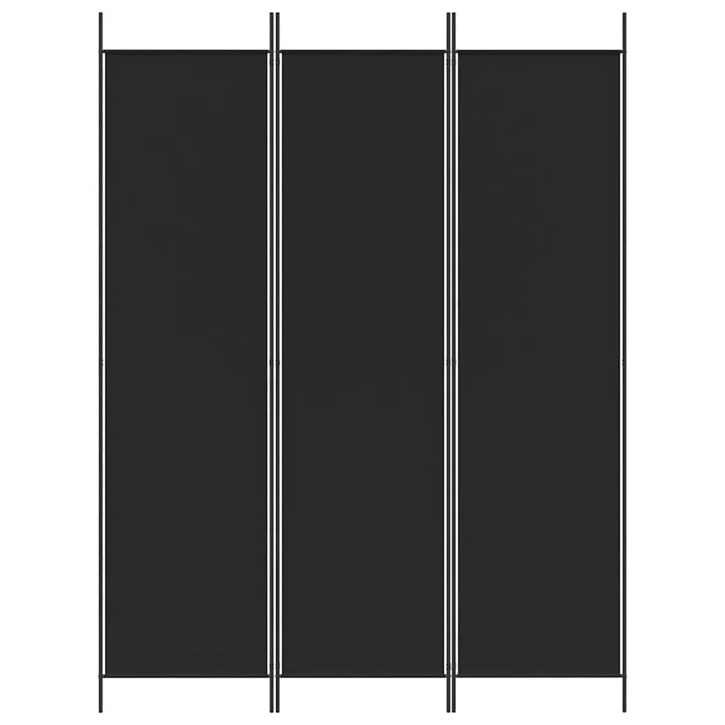 Schwarzer Raumteiler 150 x 200 cm aus Stoff mit 3 Paneelen