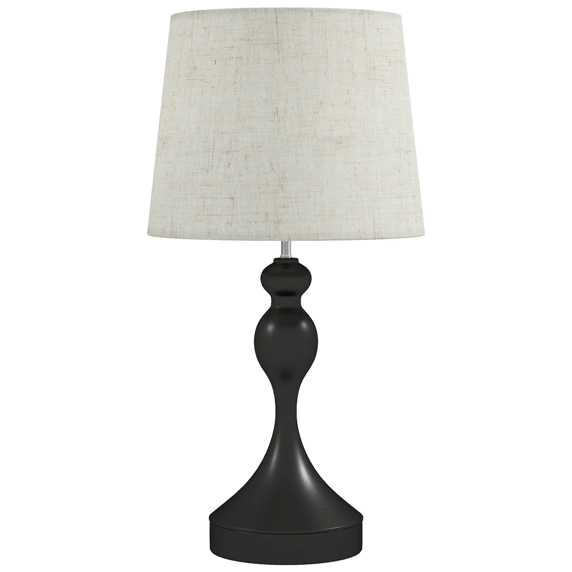 Nachttischlampe LED mit USB A+C, Leinen, Schwarz, 54 cm hoch