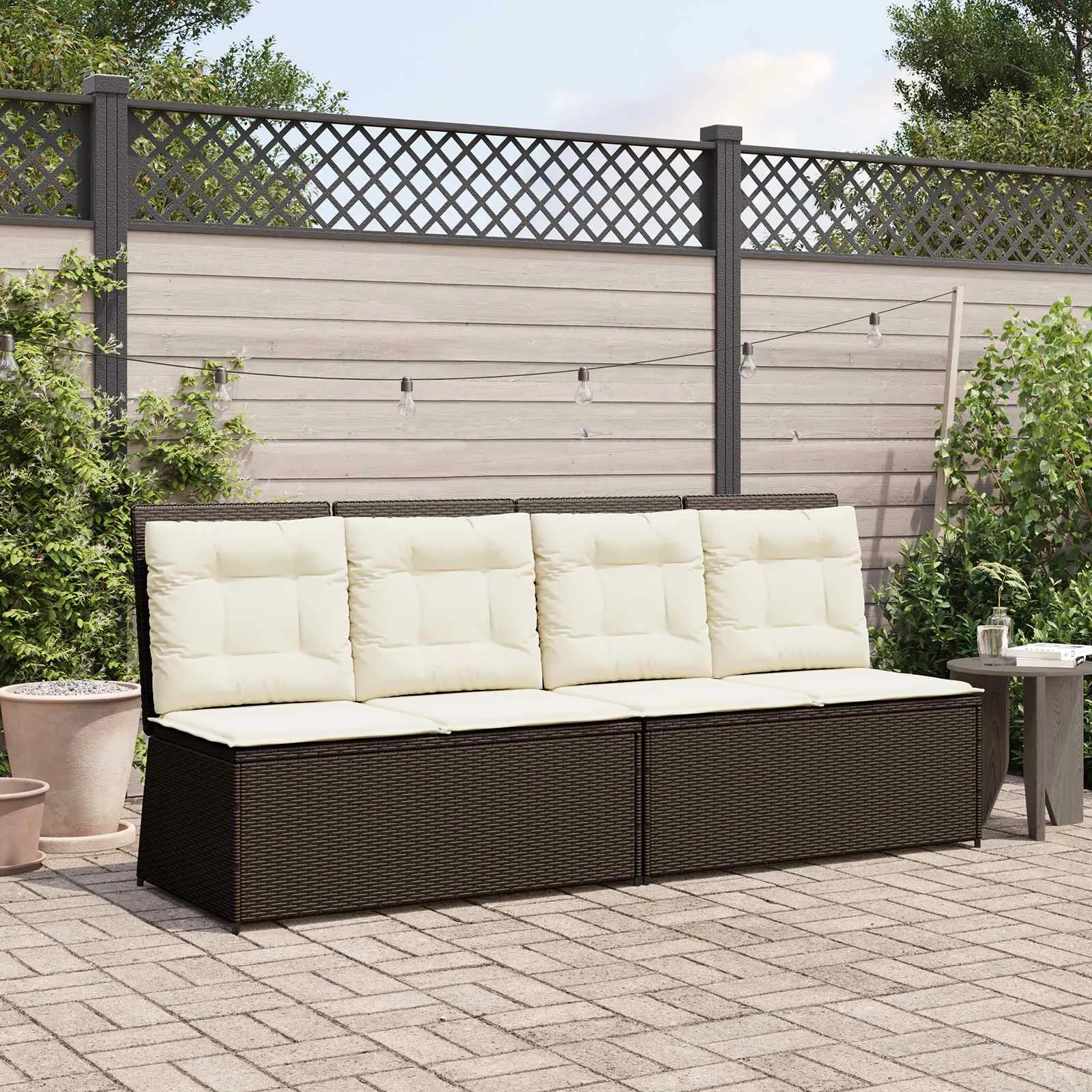 Reclining Gartenbank Poly-Rattan 110x67x95 cm Braun