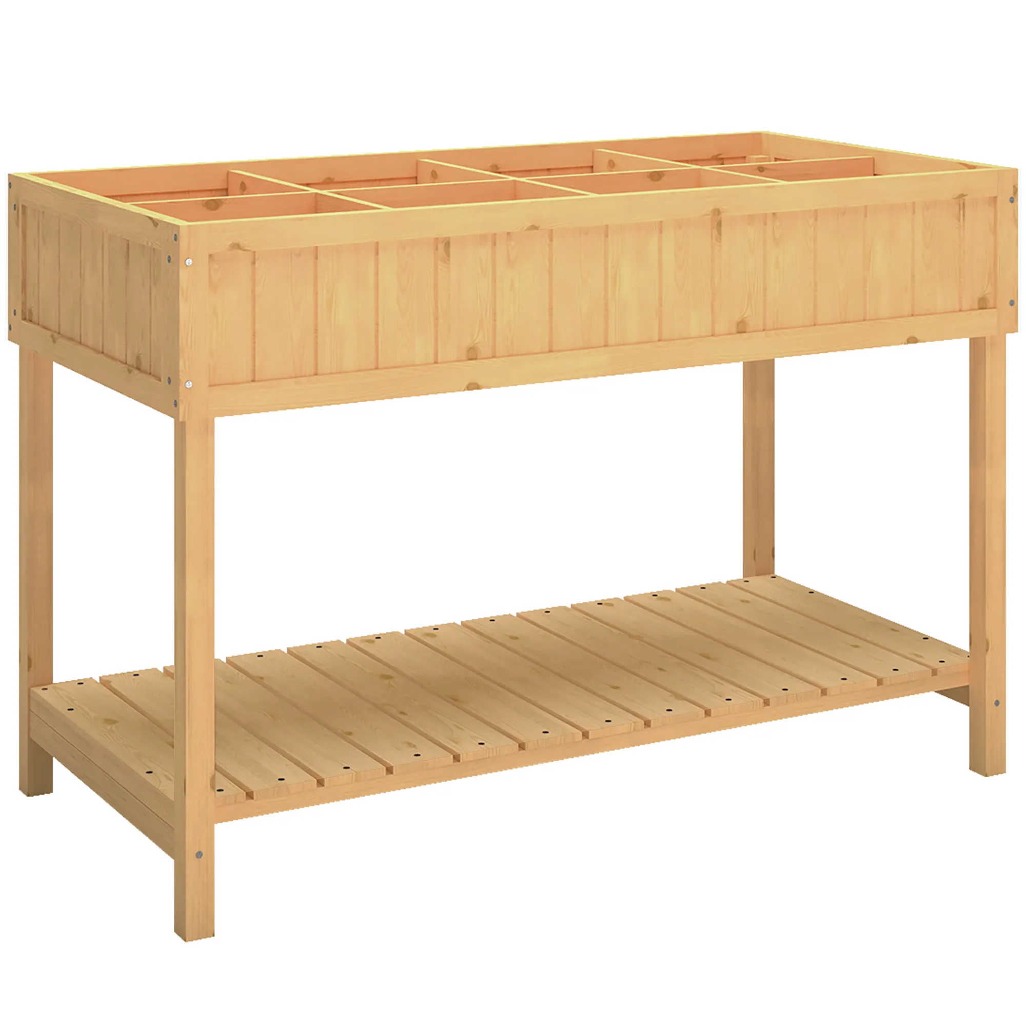 Erhöhter Pflanztisch 110x46x76 cm aus Naturholz für Balkon und Terrasse