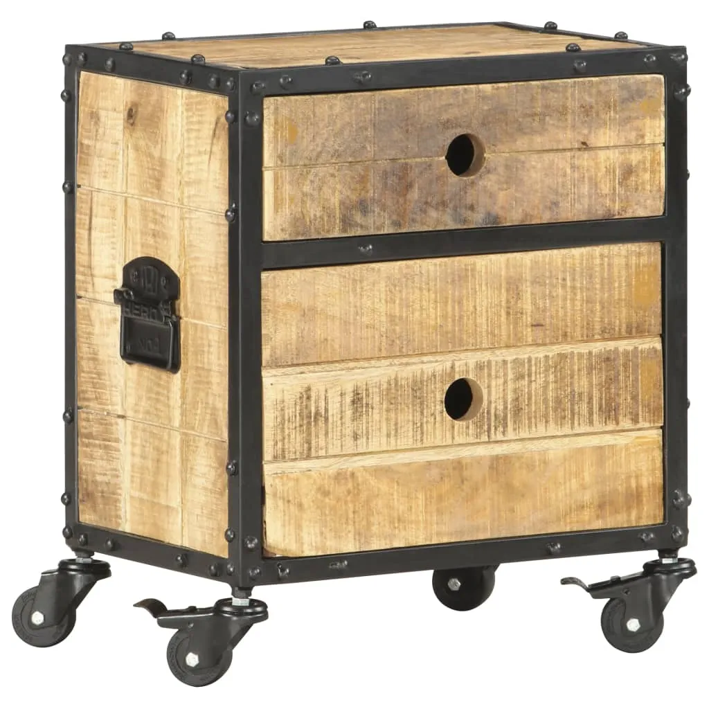 Nachttisch 40x30x50 cm Raues Mangoholz