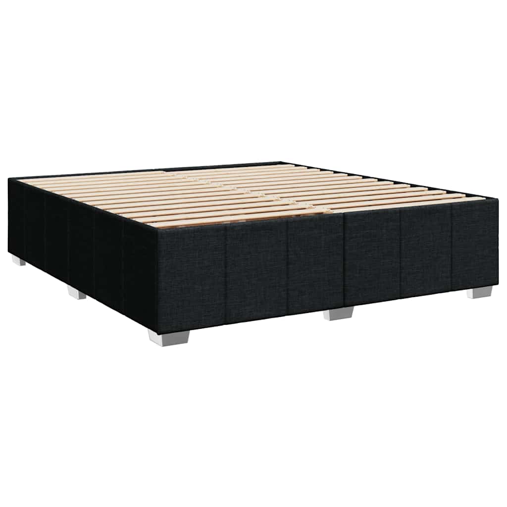 Boxspringbett 200x200 cm mit LED-Lichtern und Topper, Schwarz