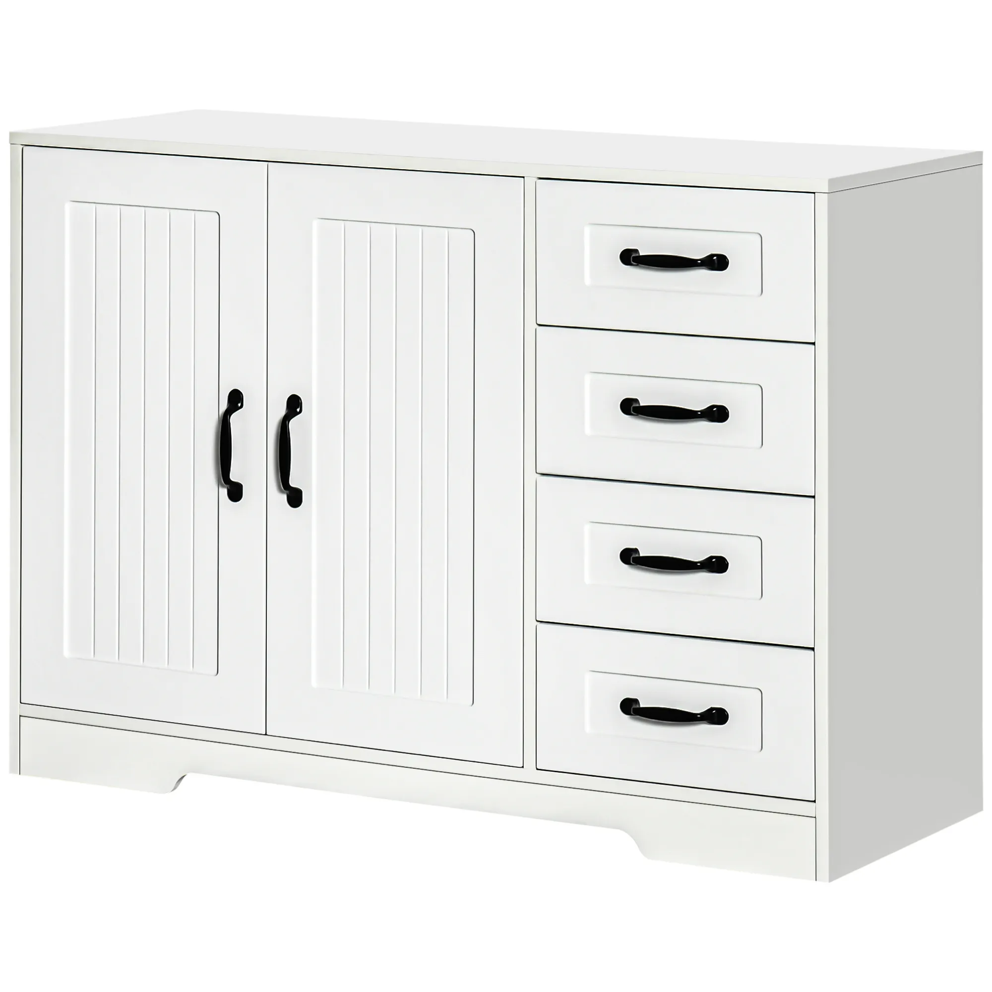 Sideboard Kommode Anrichte, Modernstil, 4 Schubladen, 1 Schrank, 105 cm x 40 cm x 76 cm, Weiß