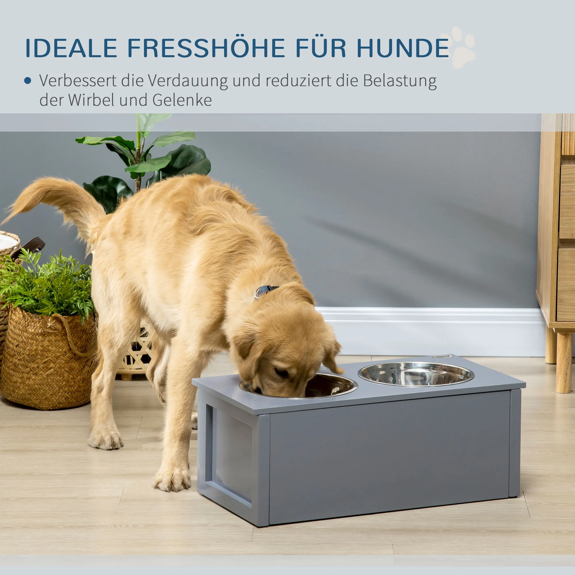 Moderne Futterstation Grau 60B x 30T x 24H cm