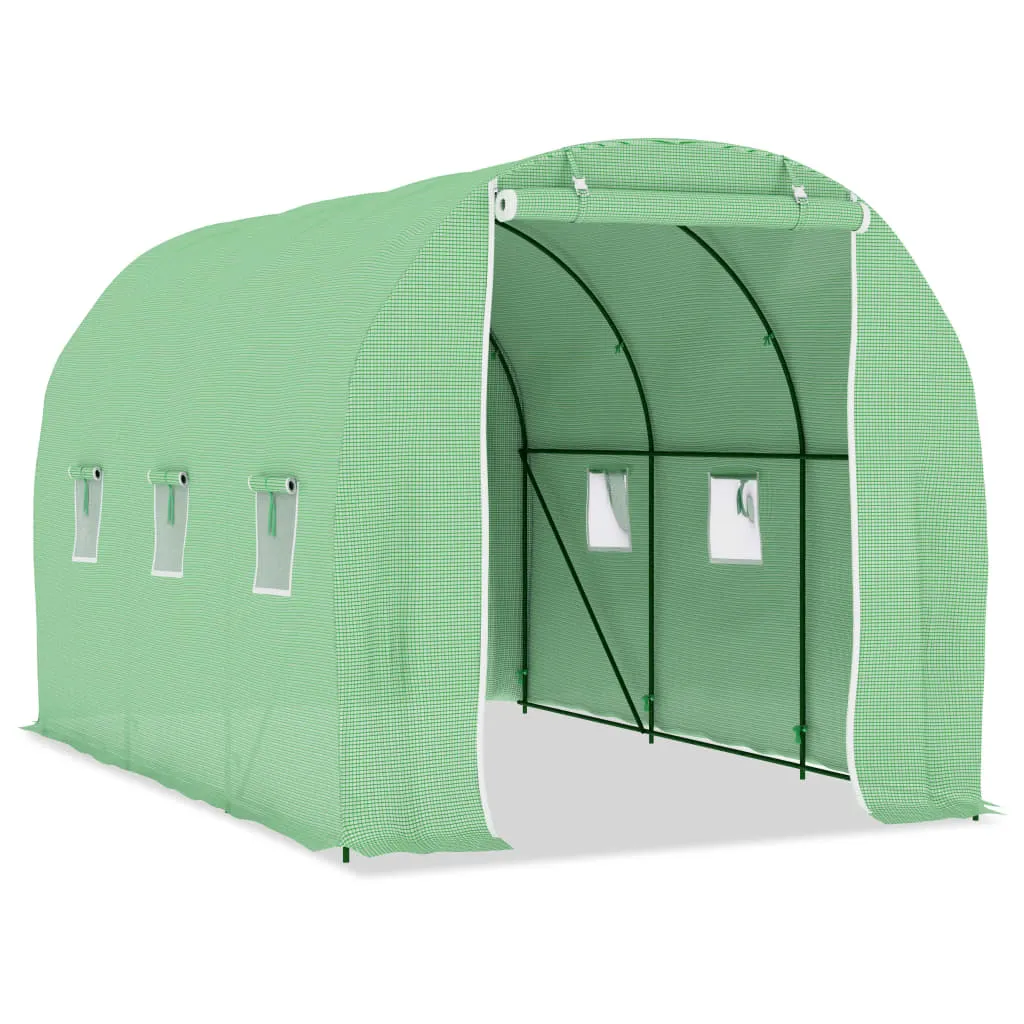 Gewächshaus Grün 3,43 x 2 x 2 m mit PE-Netzgewebe und verzinktem Stahlrahmen