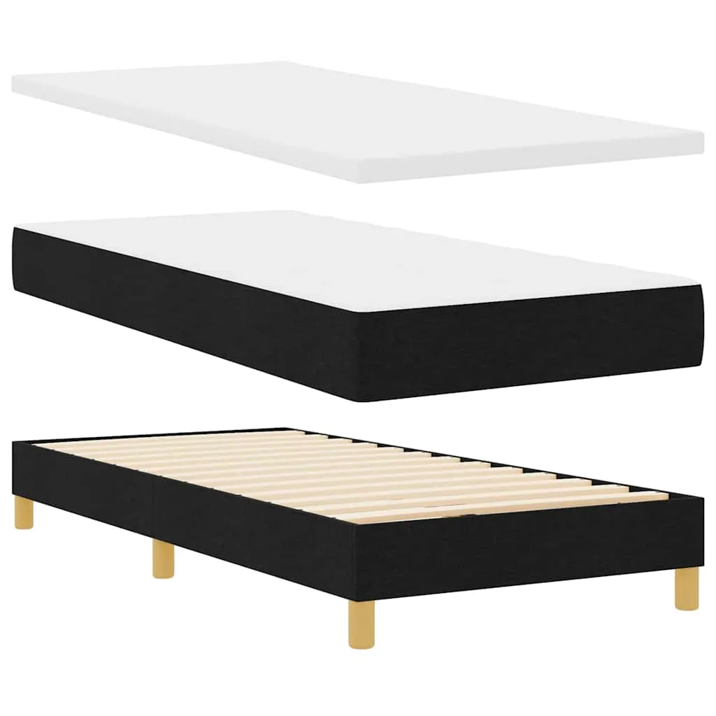Boxspringbett mit verstellbarem Kopfteil, 90x190 cm, Schwarz