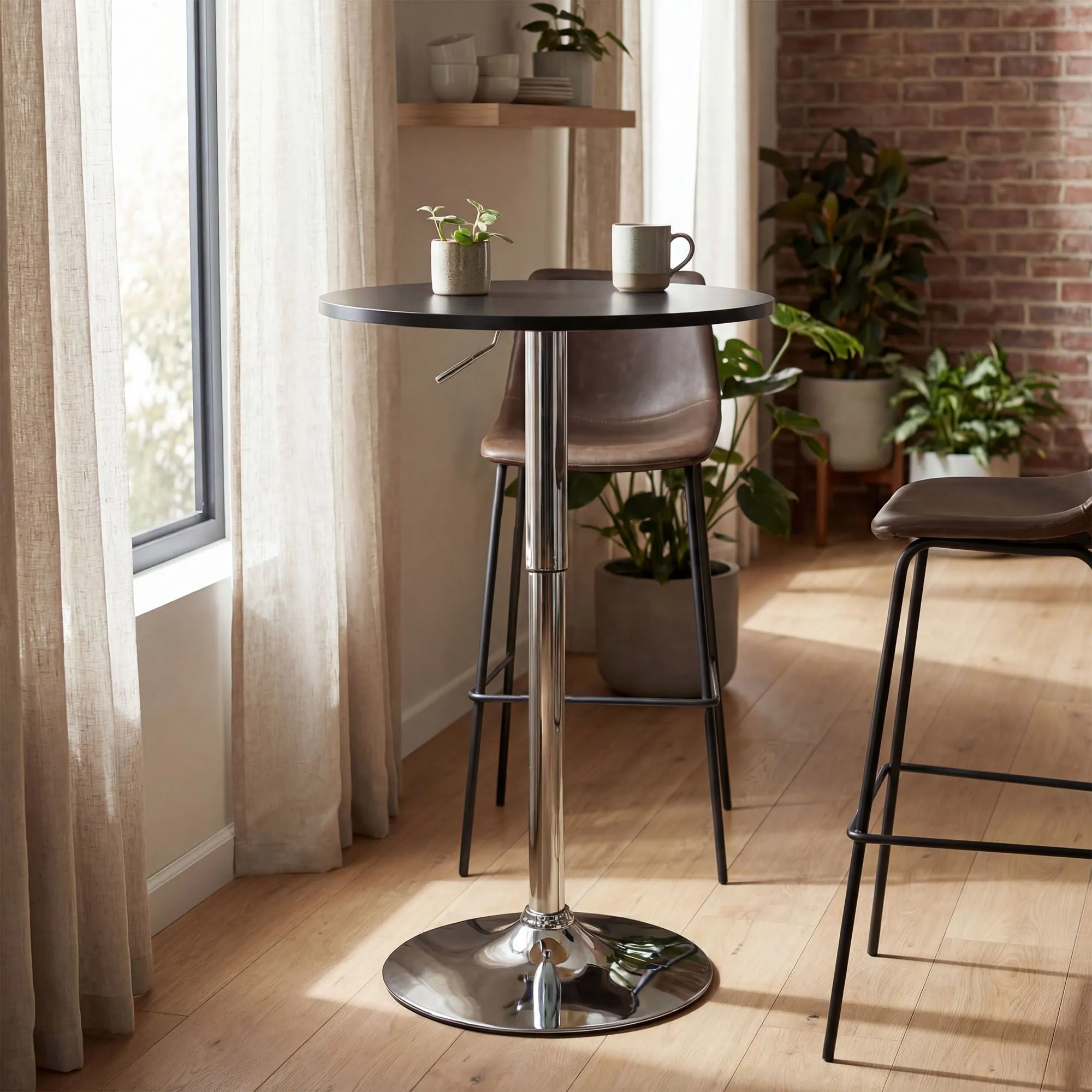 Stehtisch Lamoni 60x60x85 cm schwarz Massivholz