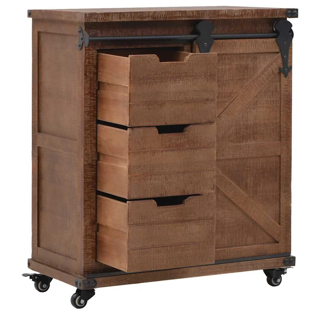 Rollschrank aus massivem Holz Braun 64 x 33,5 x 75 cm