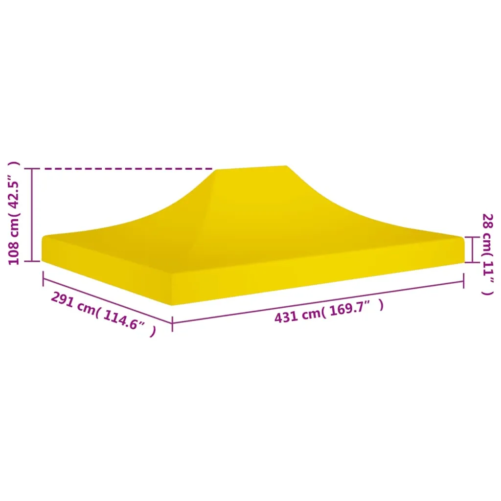 Partyzelt-Dach 4,3x2,9x1 m Gelb aus 600D Oxford-Gewebe mit PVC-Beschichtung