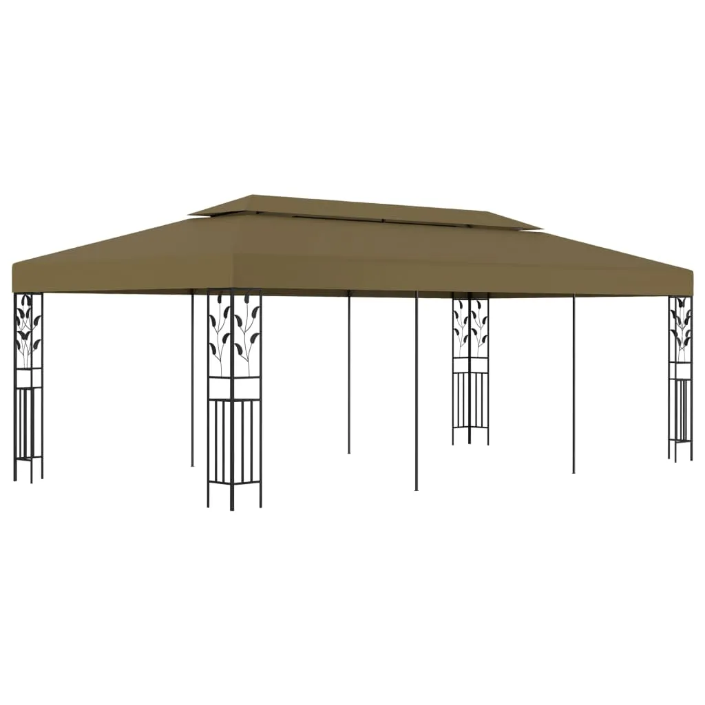 Pavillon mit Doppeldach 600x300x270 cm in Taupe und Schwarz