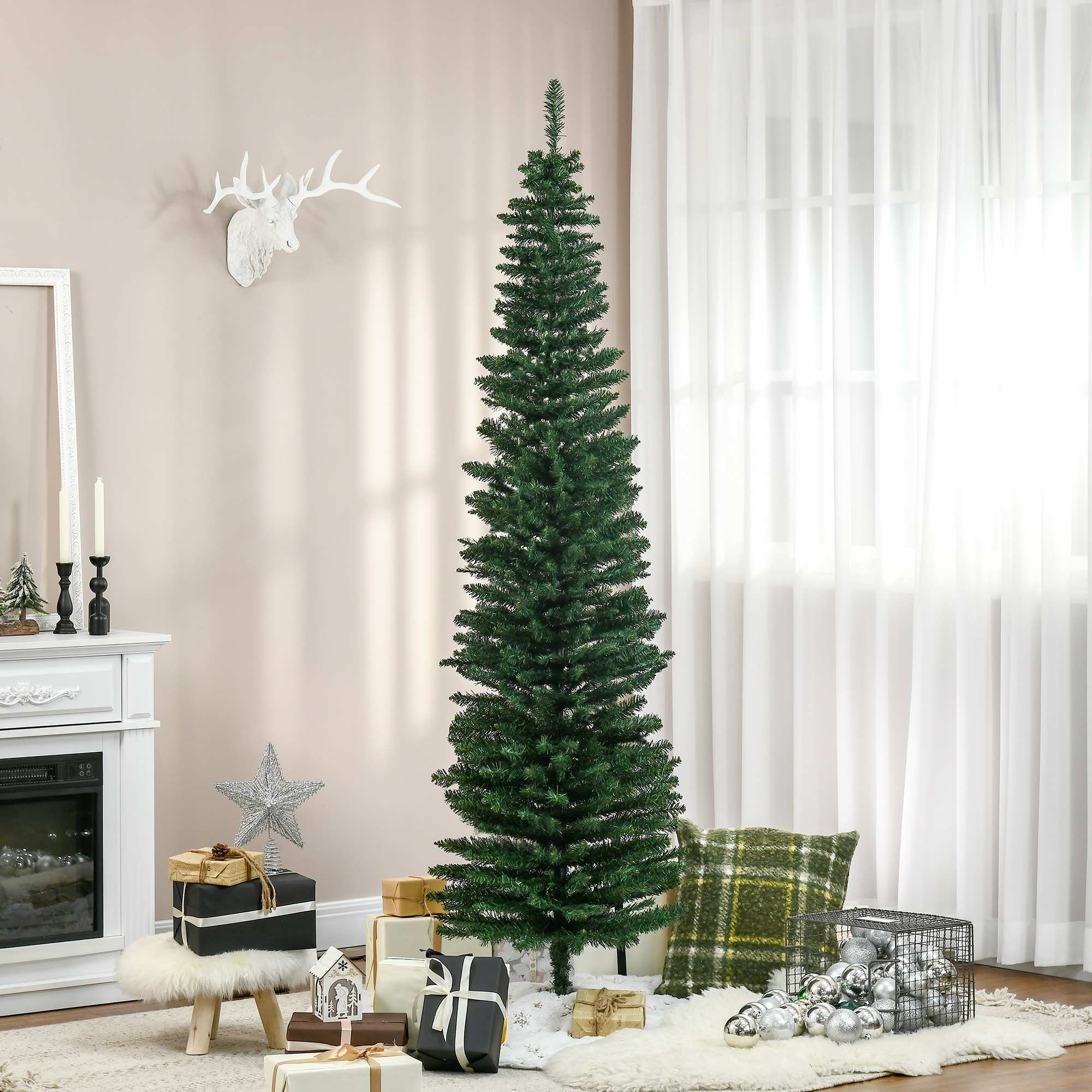 Künstlicher Weihnachtsbaum Tanne 2,1 m Kunststoff Grün mit Ständer