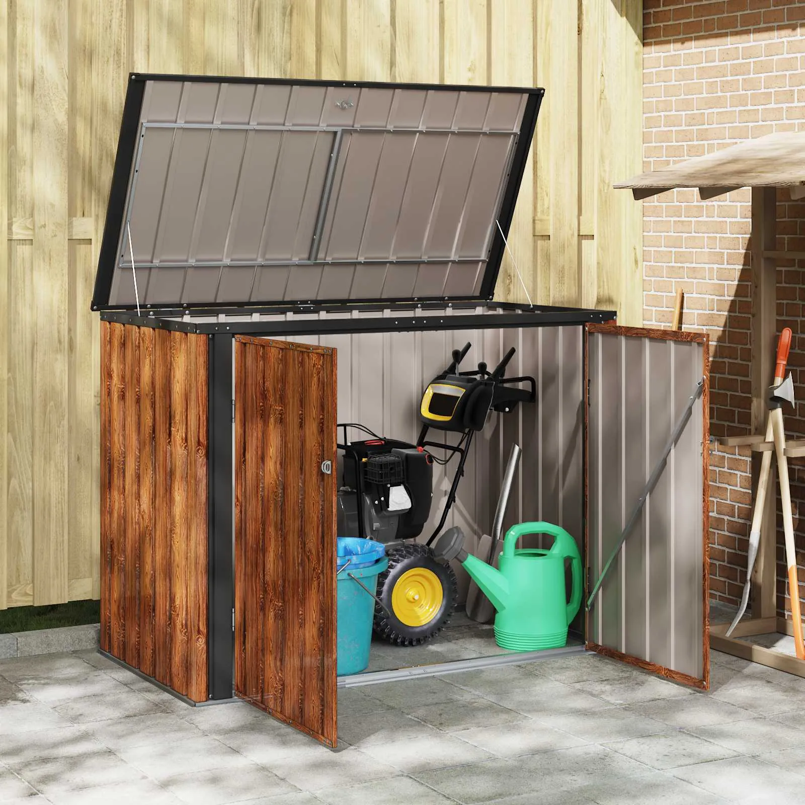 Abschließbare Gartenlagerbox 151,5x82x110,5 cm Braun Stahl