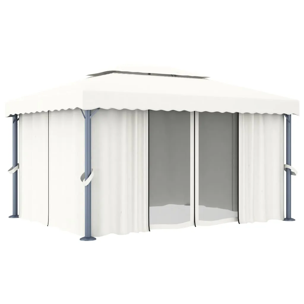 Eleganter Pavillon 4x3 m Cremeweiß mit Aluminium- und Stahlgestell