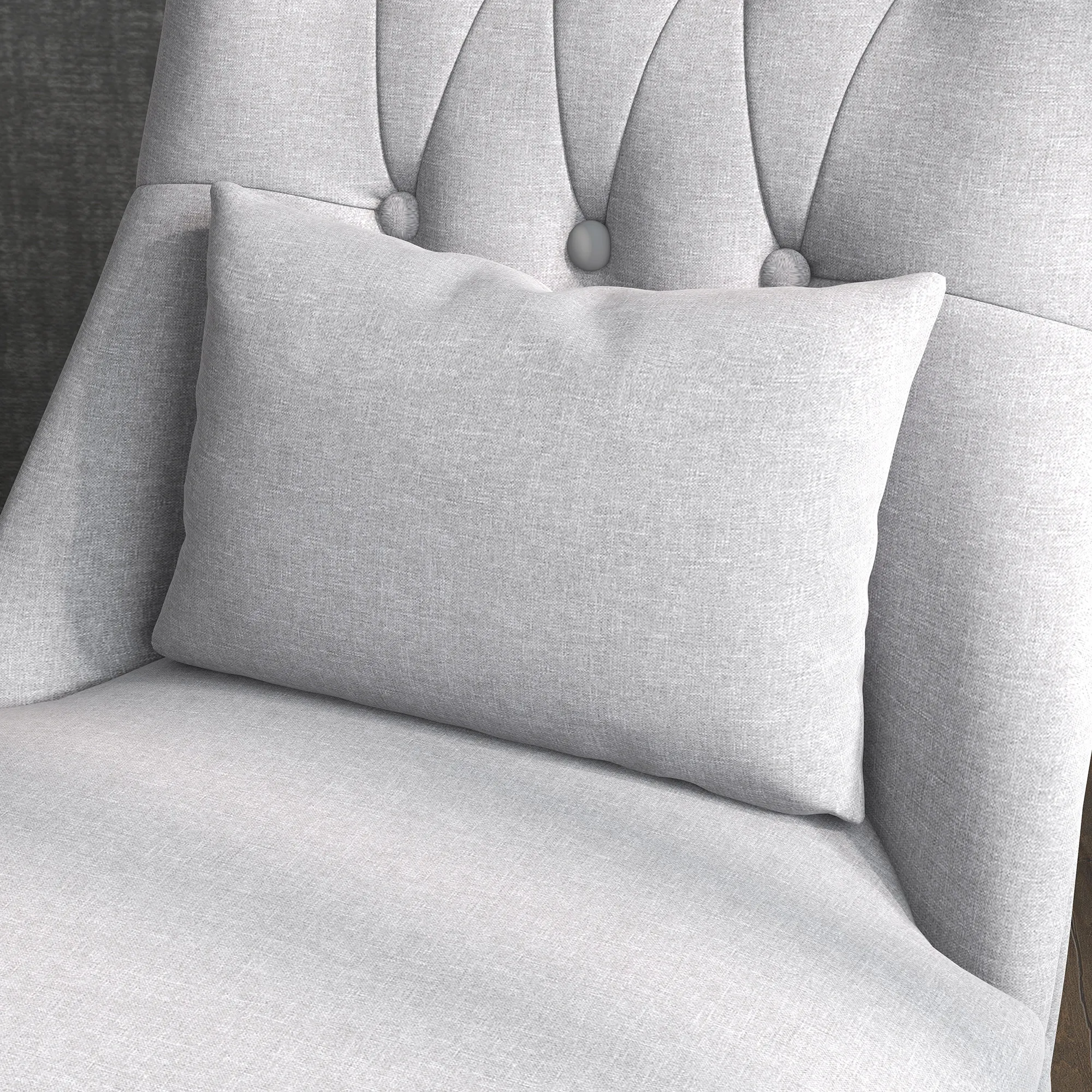 Sessel Wohnzimmer Relaxsessel Loungesessel Ruhesessel mit Rückenkissen, Holzbeine, Lesesessel mit Leinenoptik, Polstersessel für Schlafzimmer, Grau