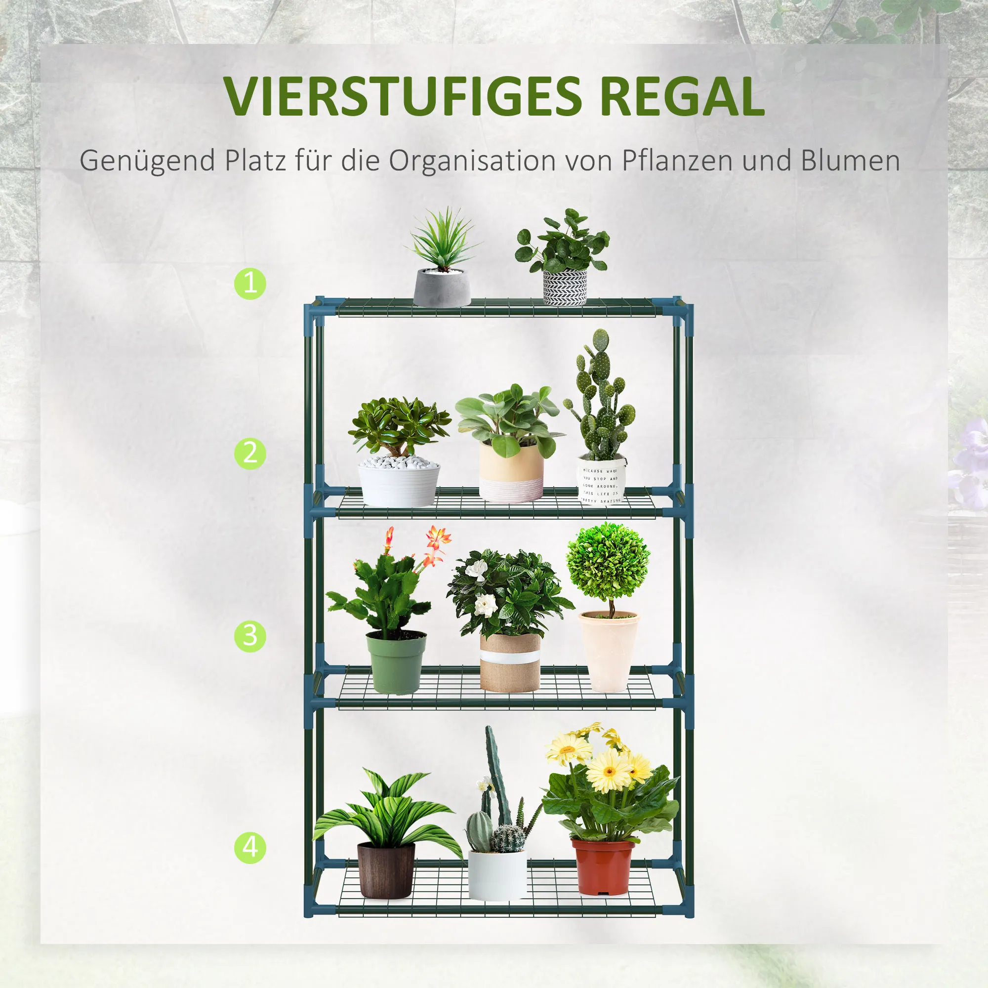 Zweiteiliges Pflanzenregal Set 70L x 27B x 110H cm Grün