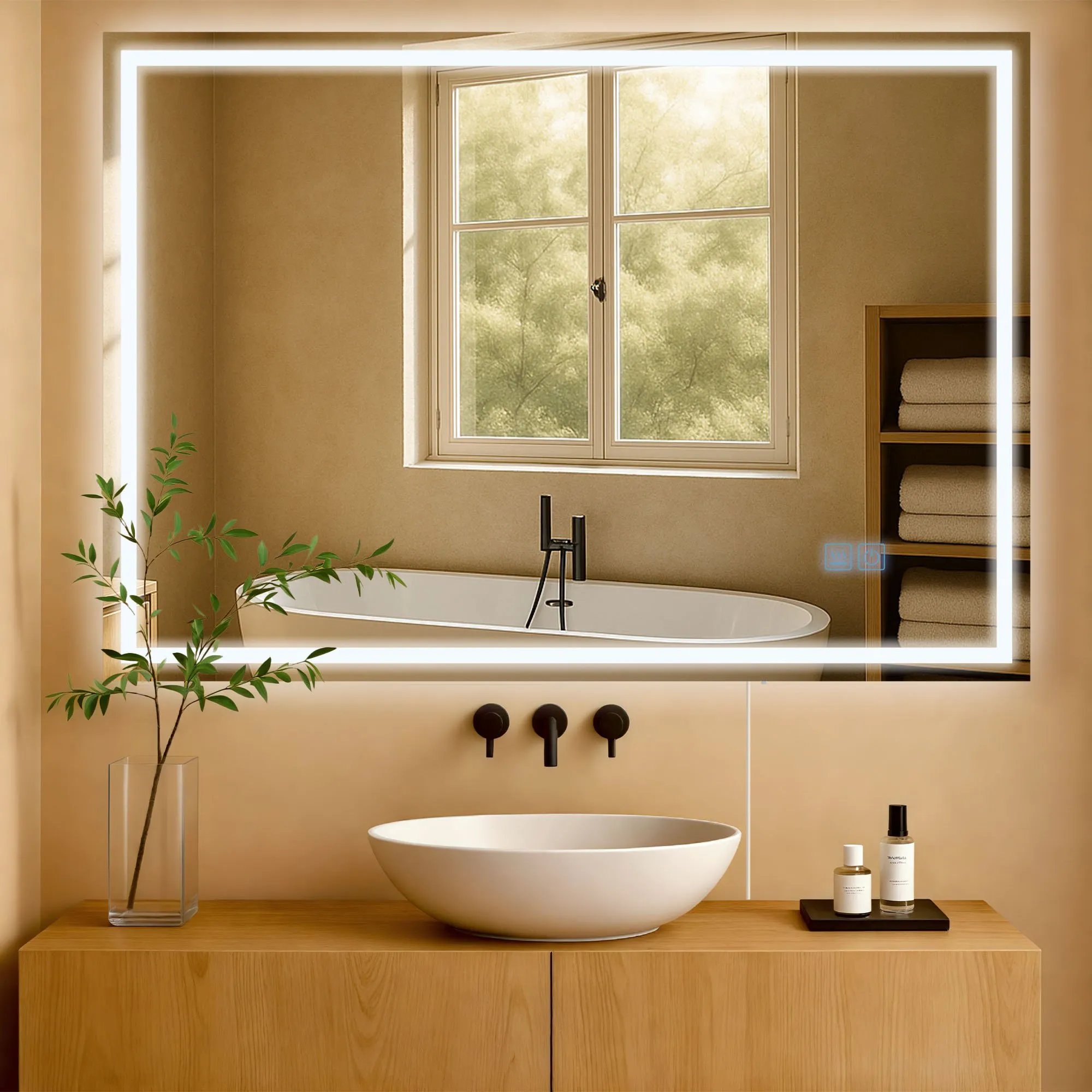 Badspiegel Jaffrey LED 100x70 cm Klarglas