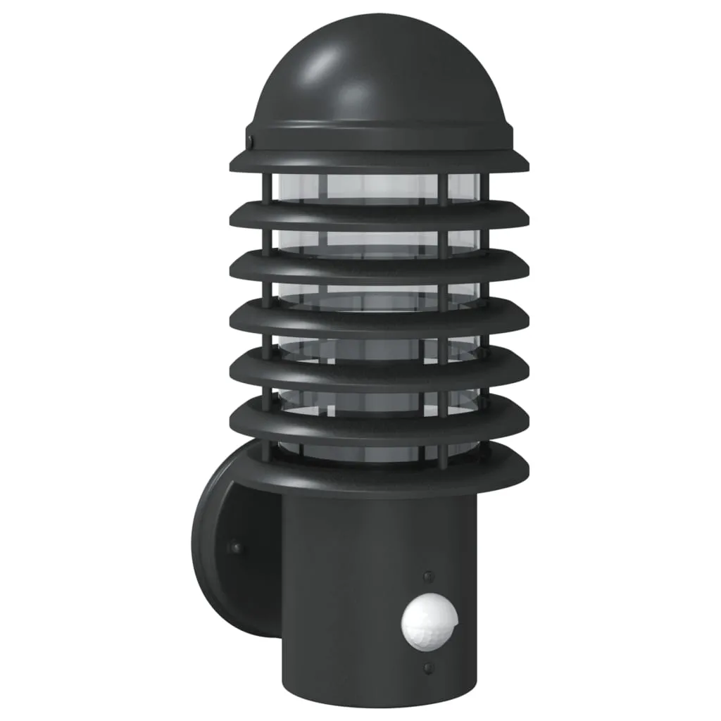 Außenwandleuchte Schwarz 15x15x33,5 cm mit PIR-Sensor und IP44