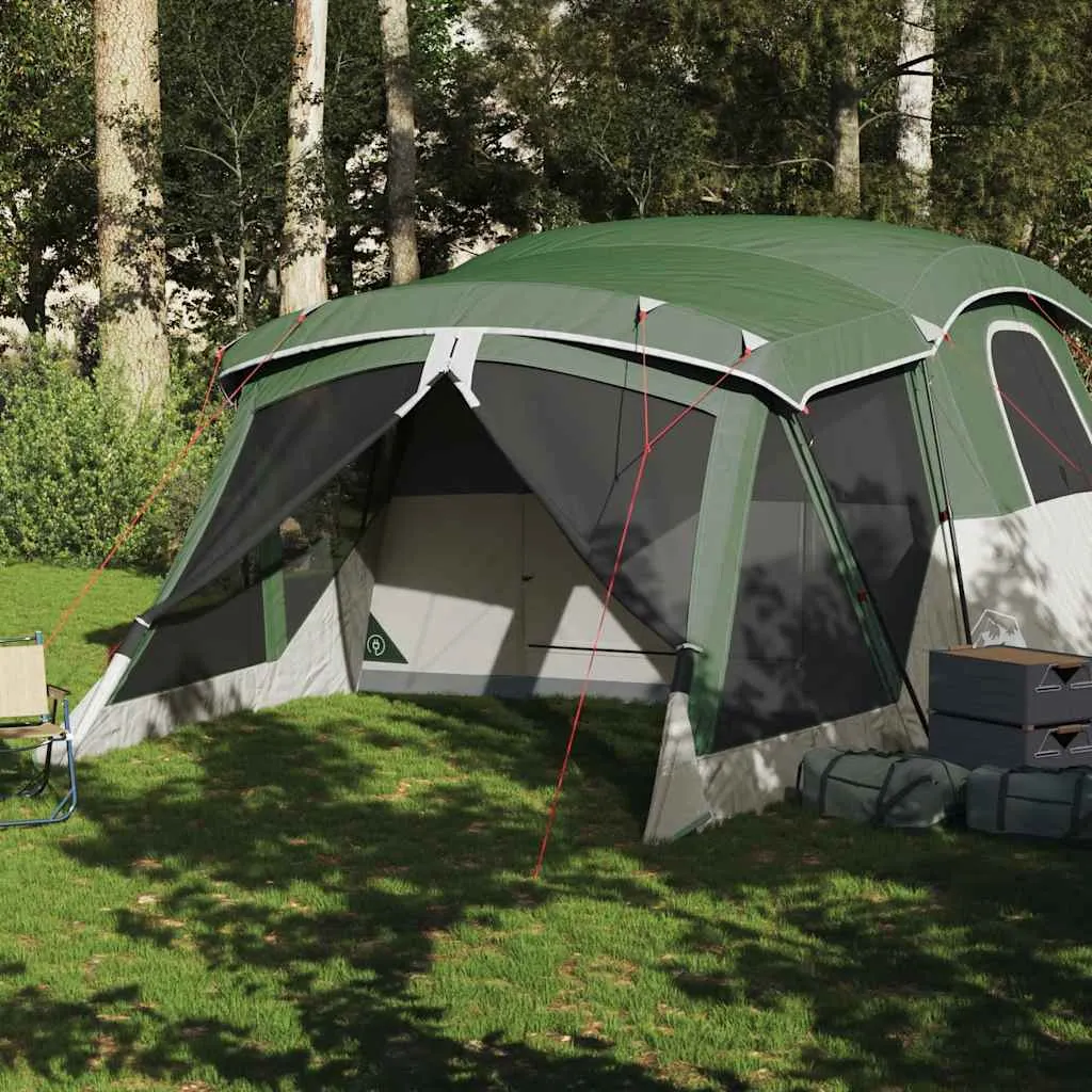 Campingzelt Grün 515x370x220 cm wasserdicht mit Vorzelt und Überzelt