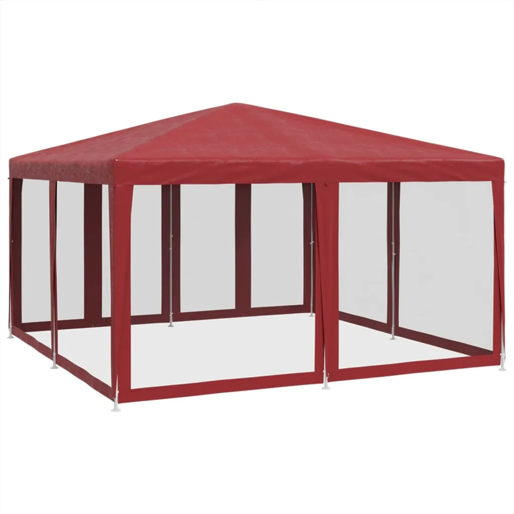 Partyzelt 400x400x268 cm Rot mit wasserfestem HDPE-Dach und Eisengestell