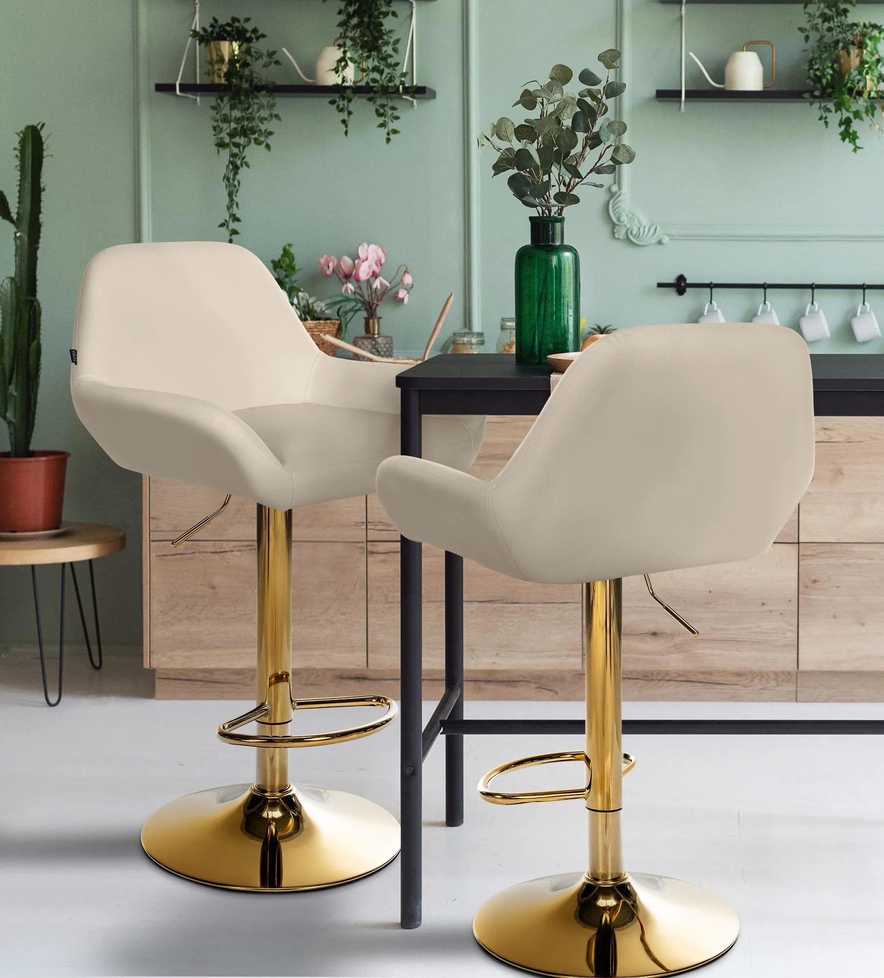 Kunstleder Hocker 51x52x89 cm creme