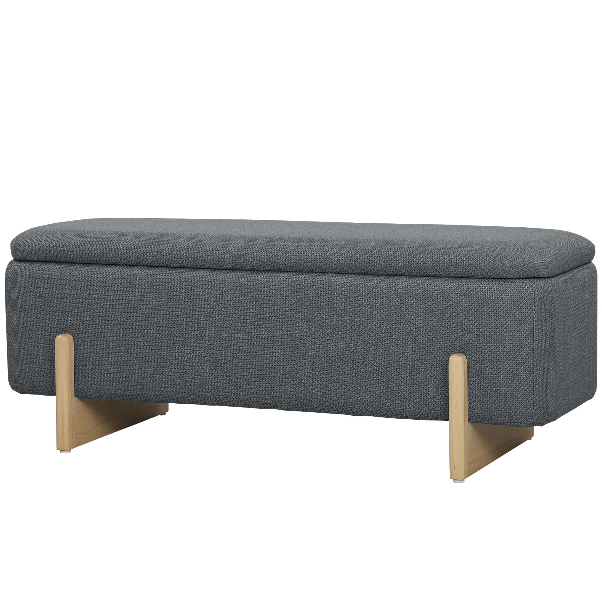 Hocker mit Stauraum, Sitzbank mit Schaumstoffpolsterung, Leinenimitat, 111 x 44 x 44,5 cm, Dunkelgrau