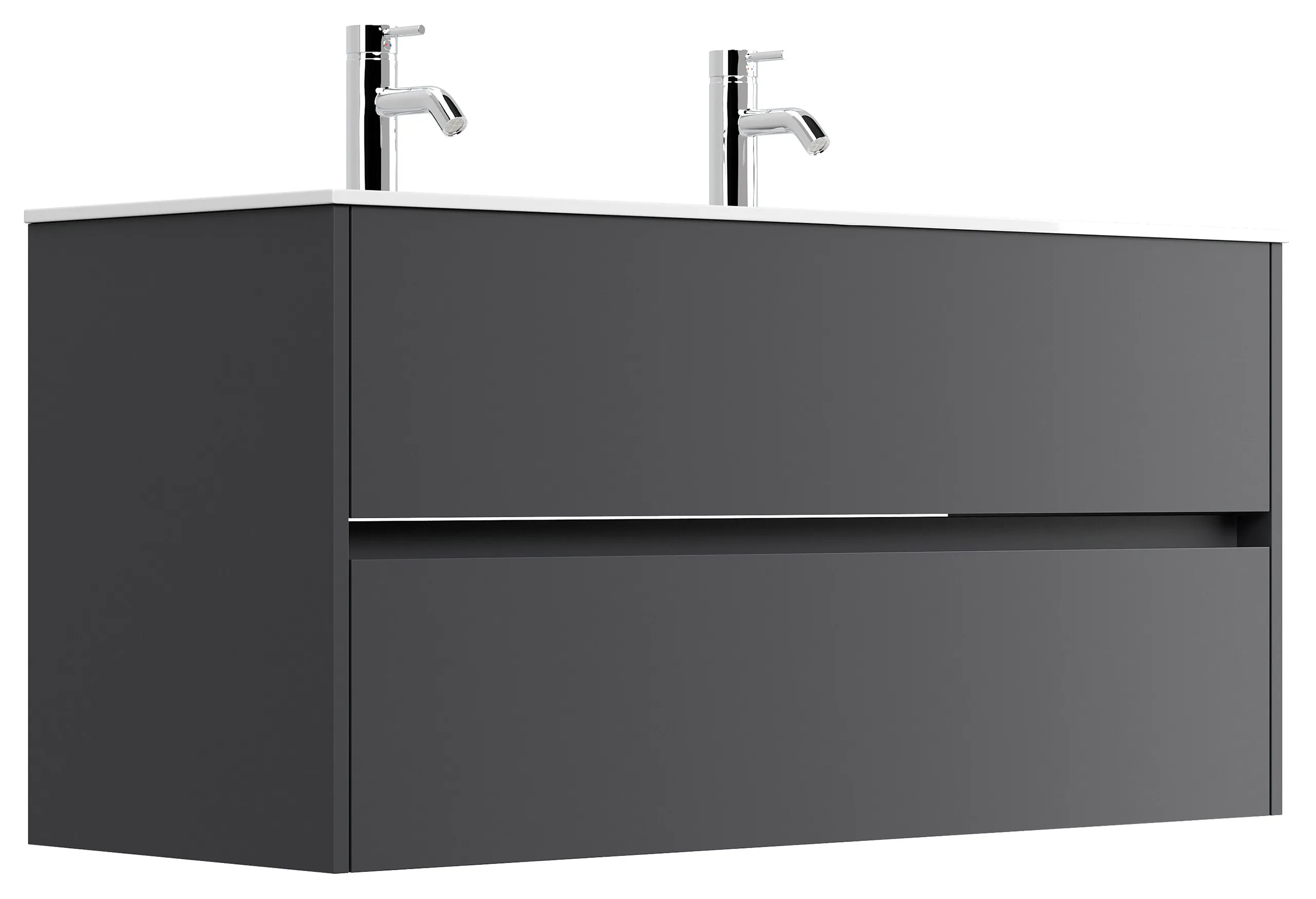 Badmöbel Limes & Doppel-Waschtisch 120 cm 2 Greifraum SoftClose Auszüge Grafit