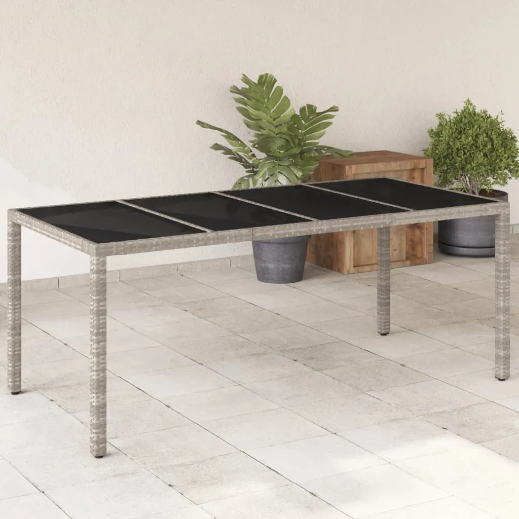 Gartentisch Hellgrau 190 x 90 x 75 cm aus PE-Rattan und Hartglas
