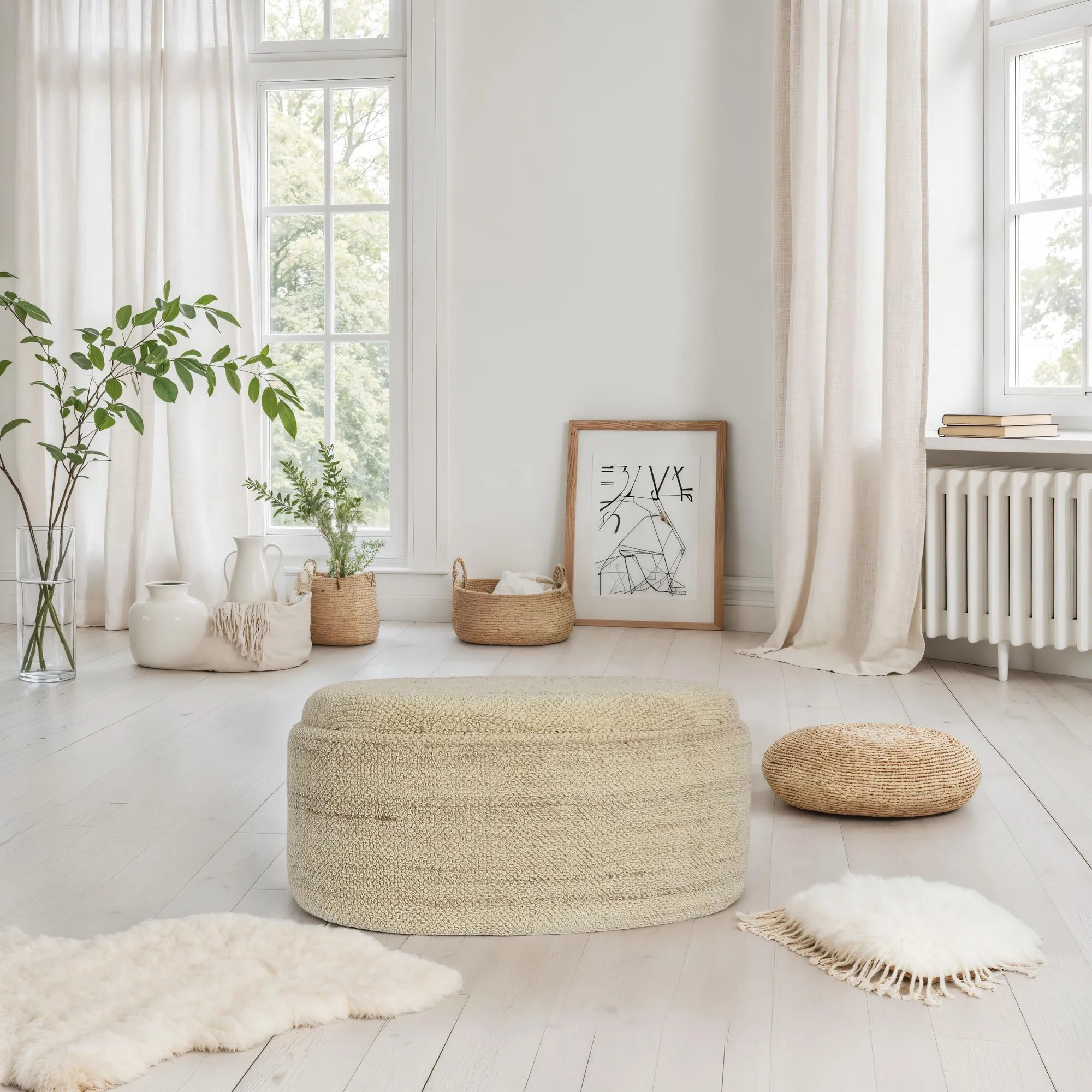 Sitzhocker mit Stauraum Wolle oval 81 cm