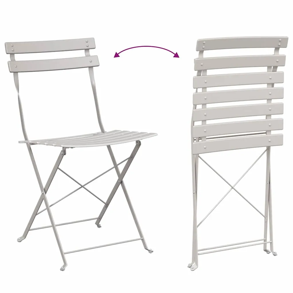 Stahl-Falt-Bistro-Set Beige 50 x 50 x 71 cm