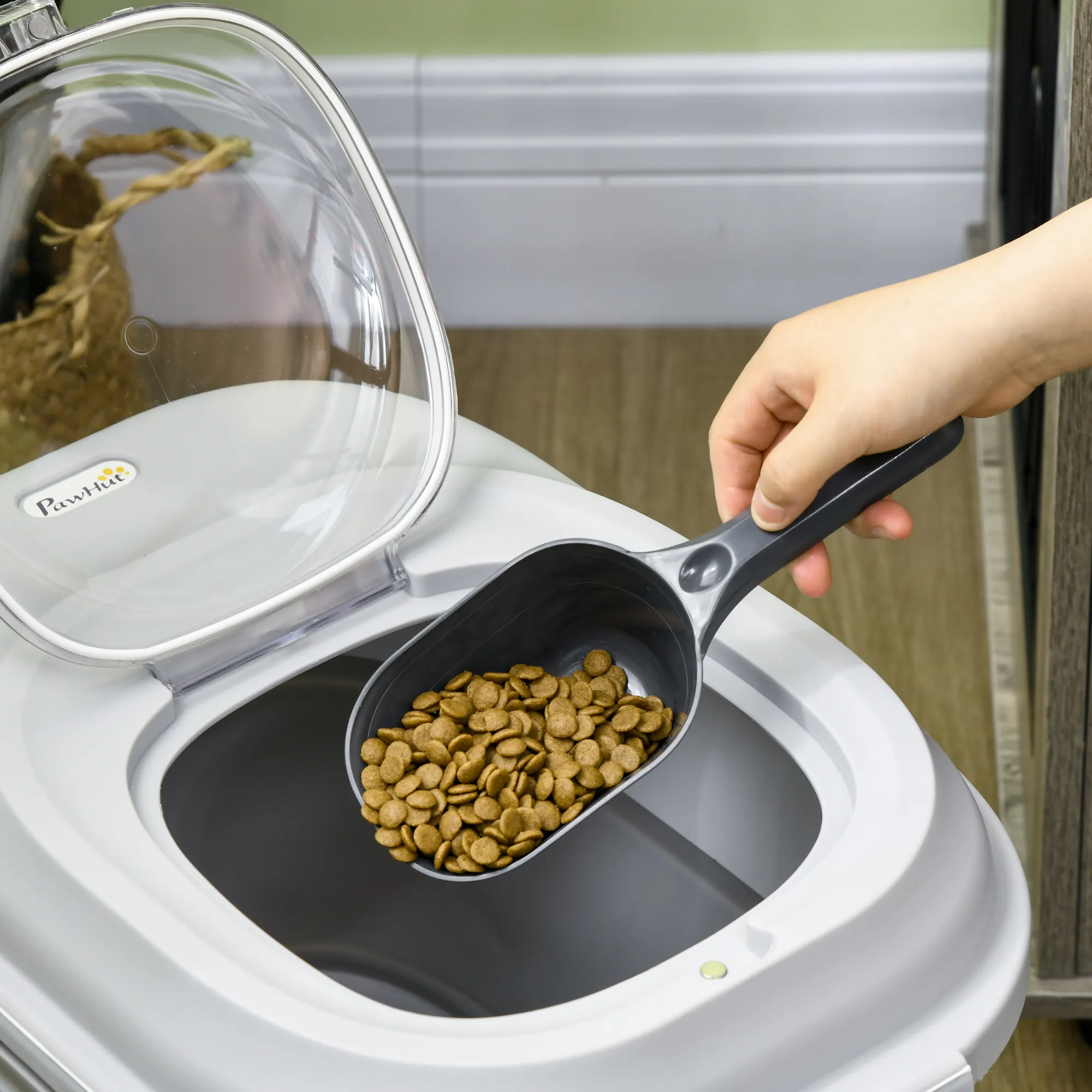 Hundefutter-Behälter 25L/5L Grau mit Rollen und Klappdeckel