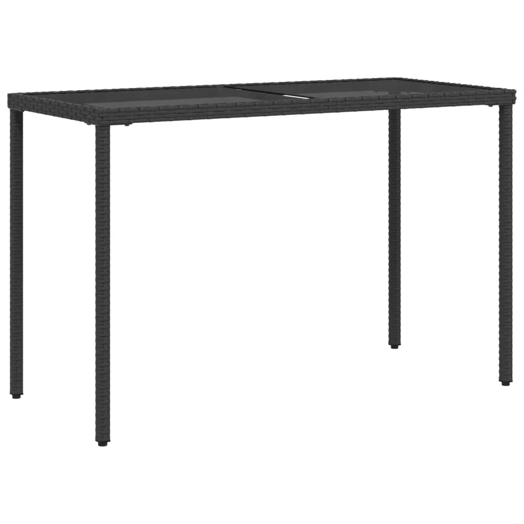 Gartentisch mit Glasplatte 115x54x74 cm Schwarz