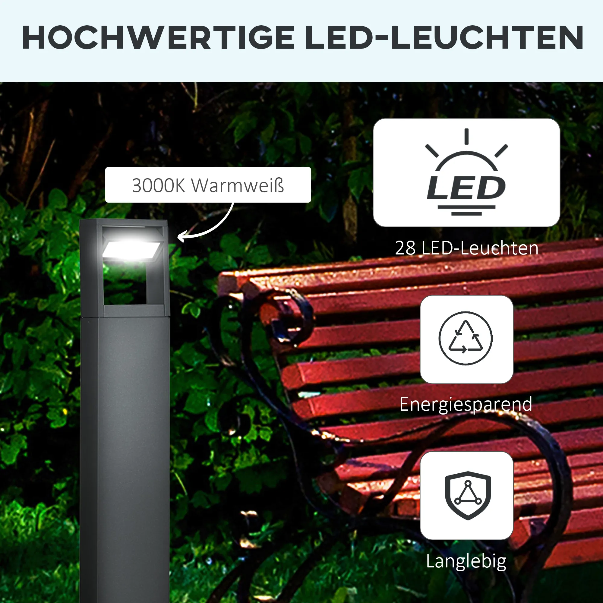 Gartenlampe Wegleuchte LED Aluminium Dunkelgrau 16x5x90 cm