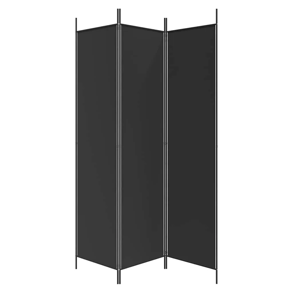 Schwarzer Raumteiler 150 x 200 cm aus Stoff mit 3 Paneelen