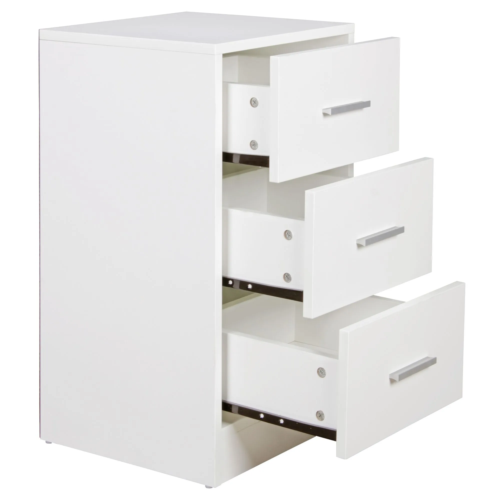Wohnling Nachtkonsole FOGGIA Holz Nachttisch modern mit 3 Schubladen weiss