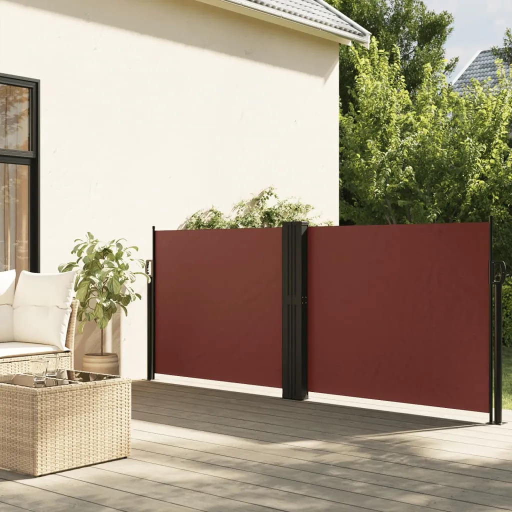Ausziehbare Seitenmarkise 120 x 1000 cm Braun, Polyester mit PU-Beschichtung