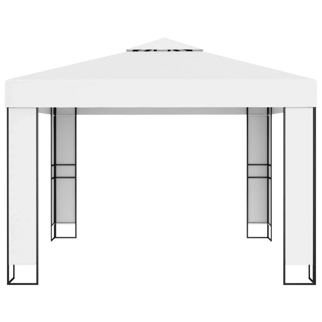 Weißer Pavillon 3 x 3 m mit doppeltem Polyesterdach und Stahlgestell