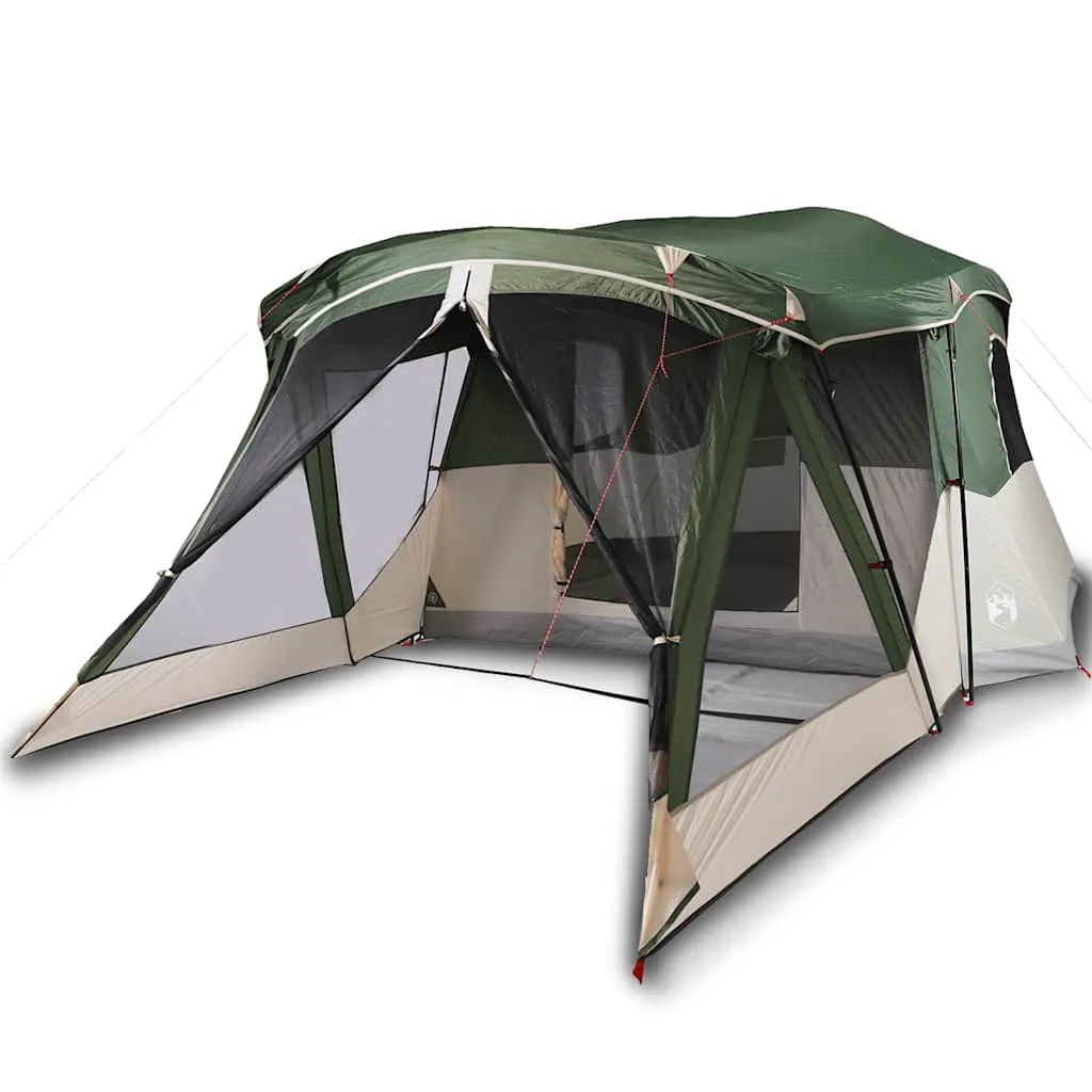 Campingzelt Grün 515x370x220 cm wasserdicht mit Vorzelt und Überzelt