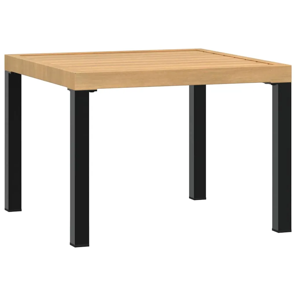 Garten-Couchtisch 55x55x39,5 cm Schwarz und Braun mit pulverbeschichtetem Stahlgestell