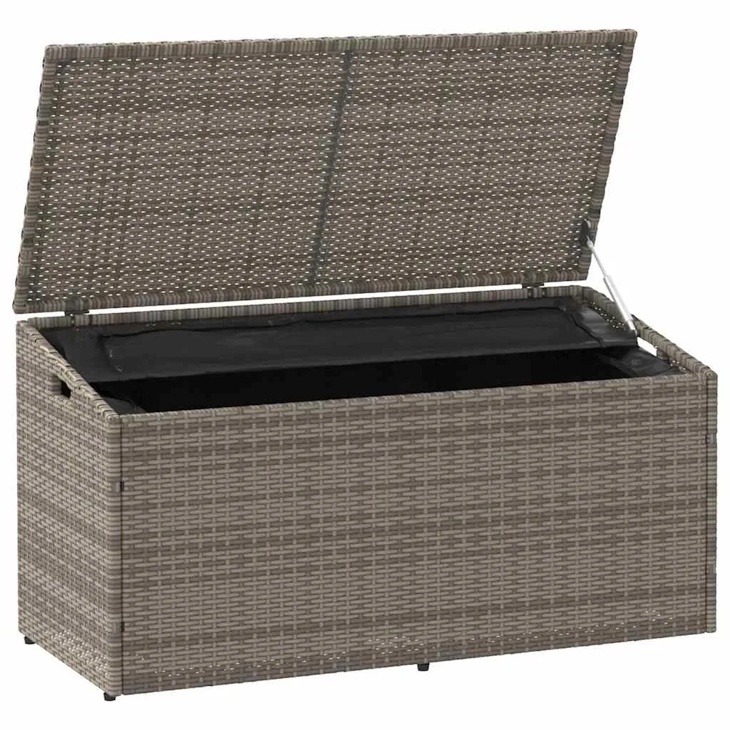 Garten-Aufbewahrungsbox PE-Rattan Grau 110x50x58 cm