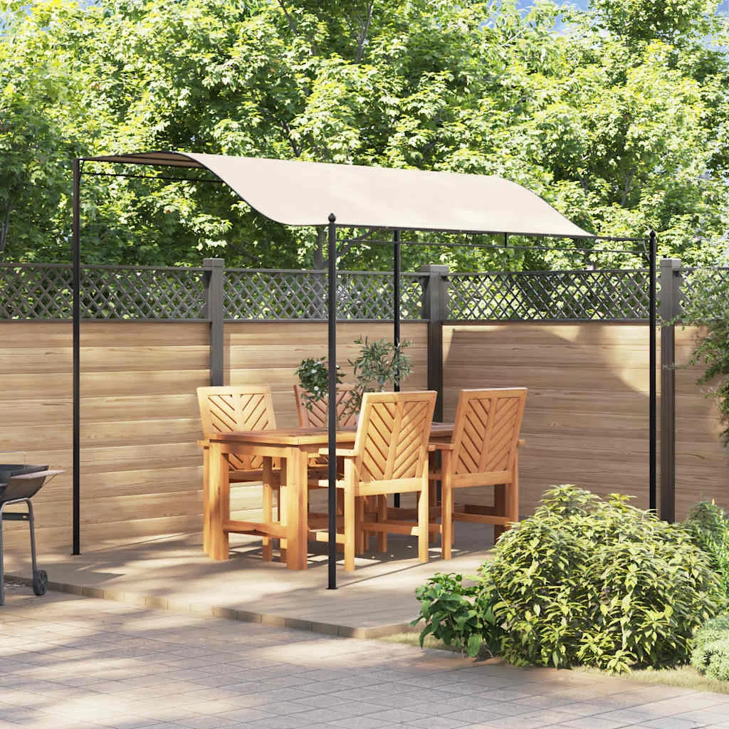 Pavillon mit Stahlrahmen und Polyesterdach 3x2,4 m Cremeweiß Schwarz