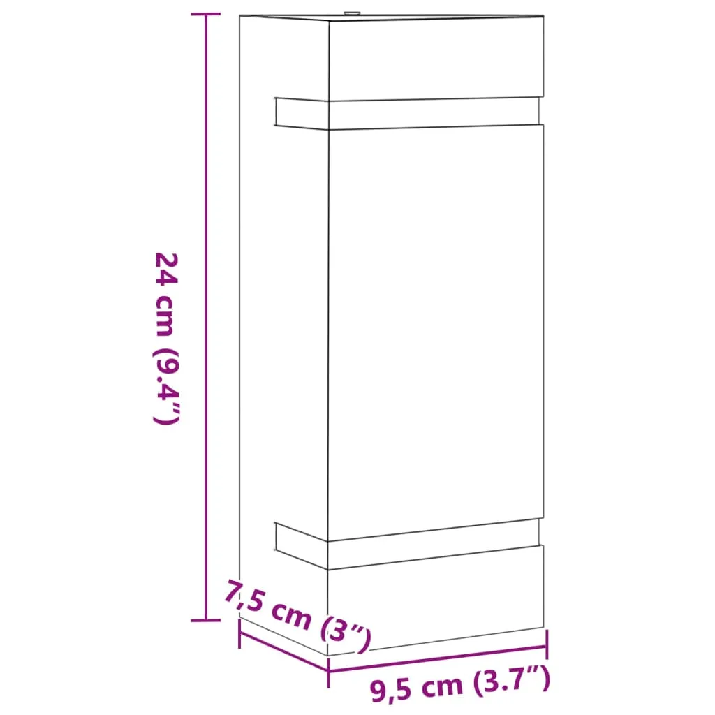 Außenwandleuchte Schwarz 9,5 x 7,5 x 24 cm wetterfest und robust
