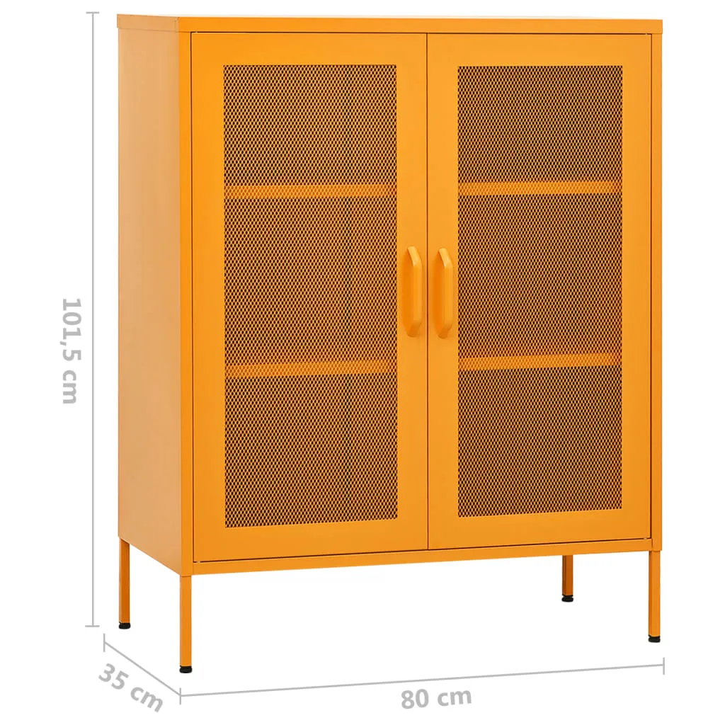 Beistellschrank Stahl Senfgelb 80 x 35 x 101,5 cm