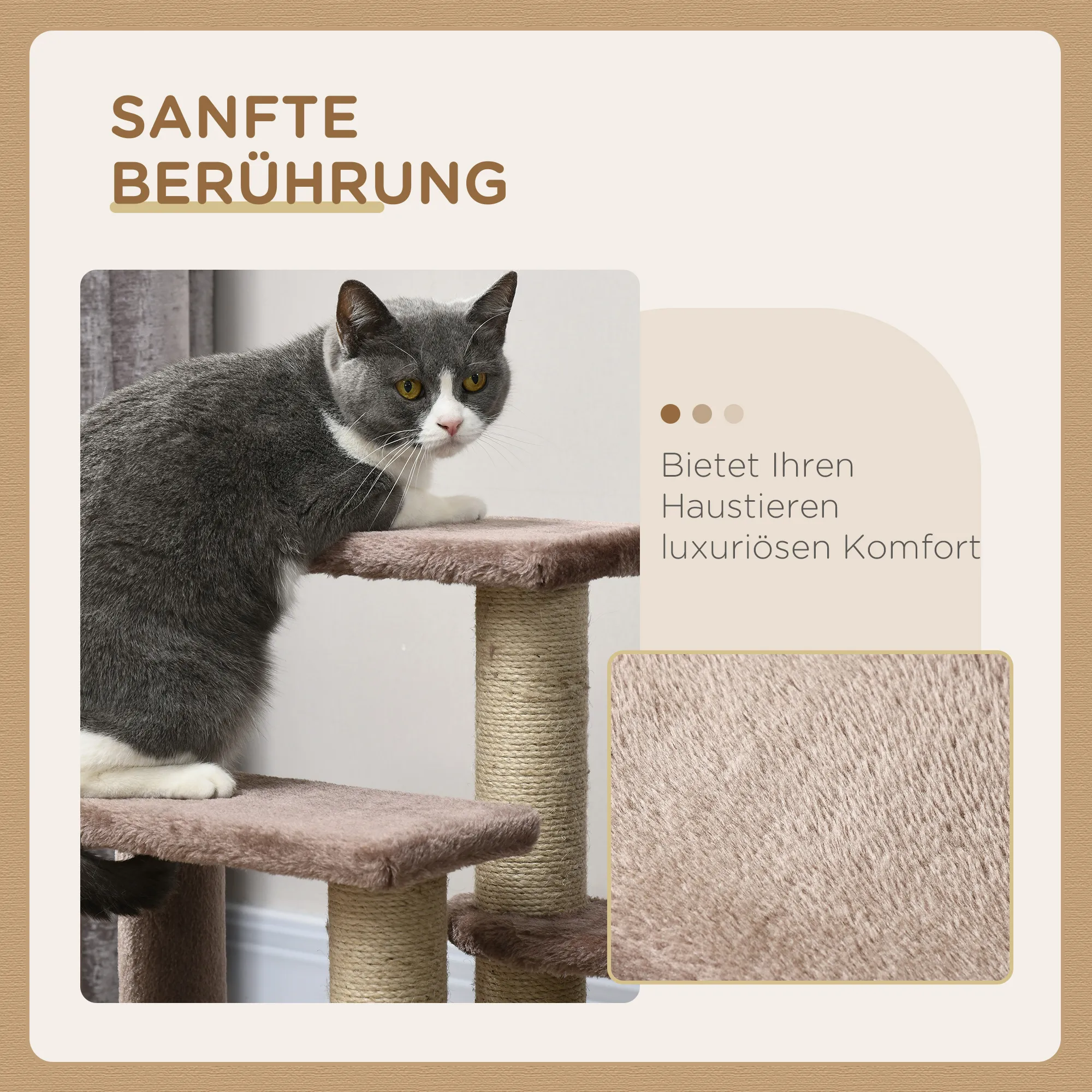 Haustiertreppe Braun 45L x 40B x 48H cm mit Spielball